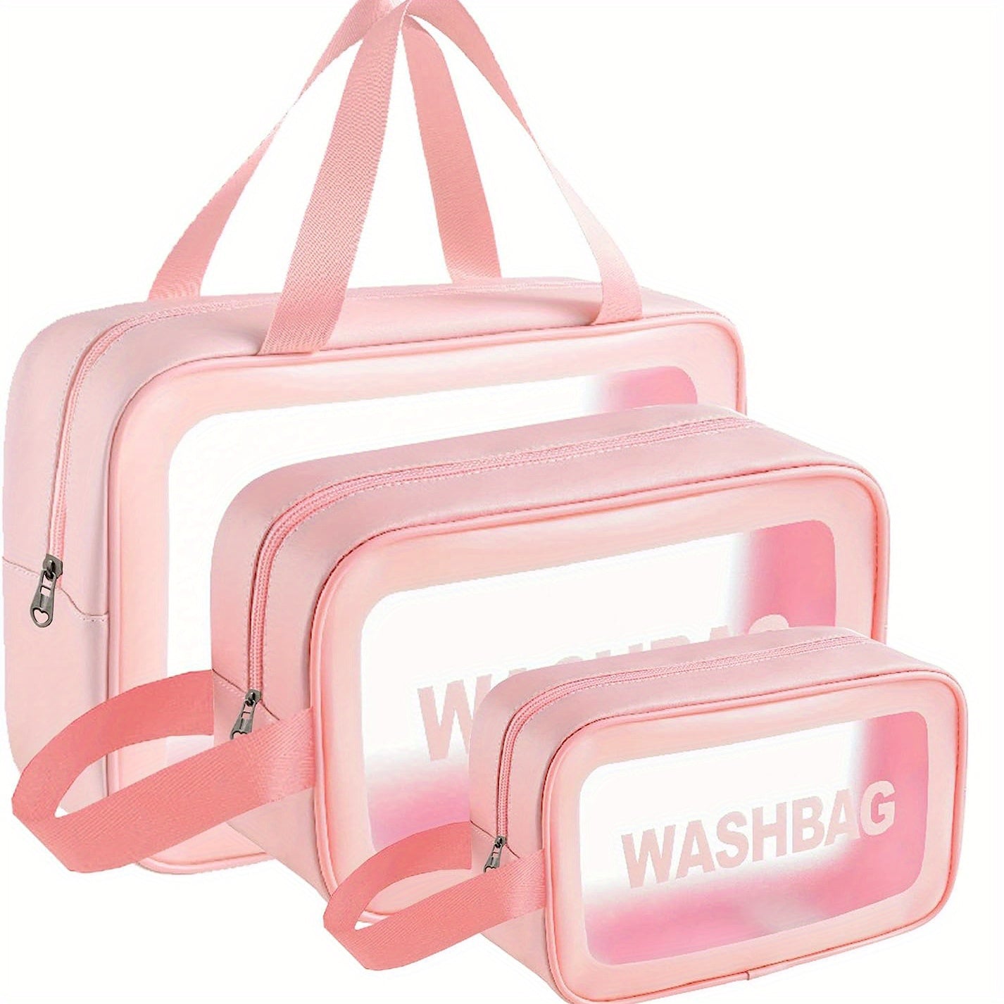 3Pcs Clear Travel Cosmetic Bag Set Waterproof Makeup Bag Portable Toiletry Bag