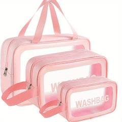 3Pcs Clear Travel Cosmetic Bag Set Waterproof Makeup Bag Portable Toiletry Bag