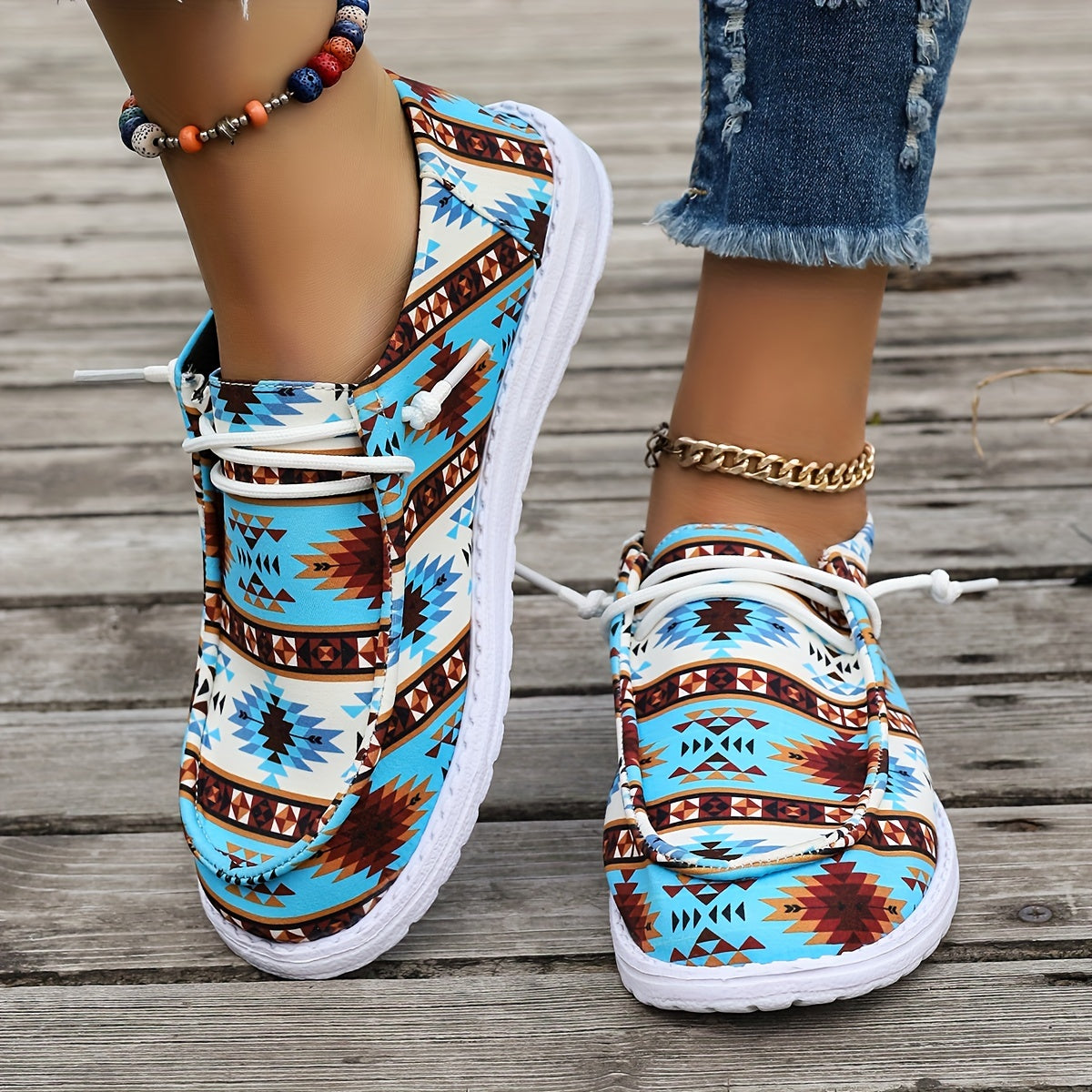 Retro Floral Print Low Top Sneakers Lightweight Casual Walking Shoes