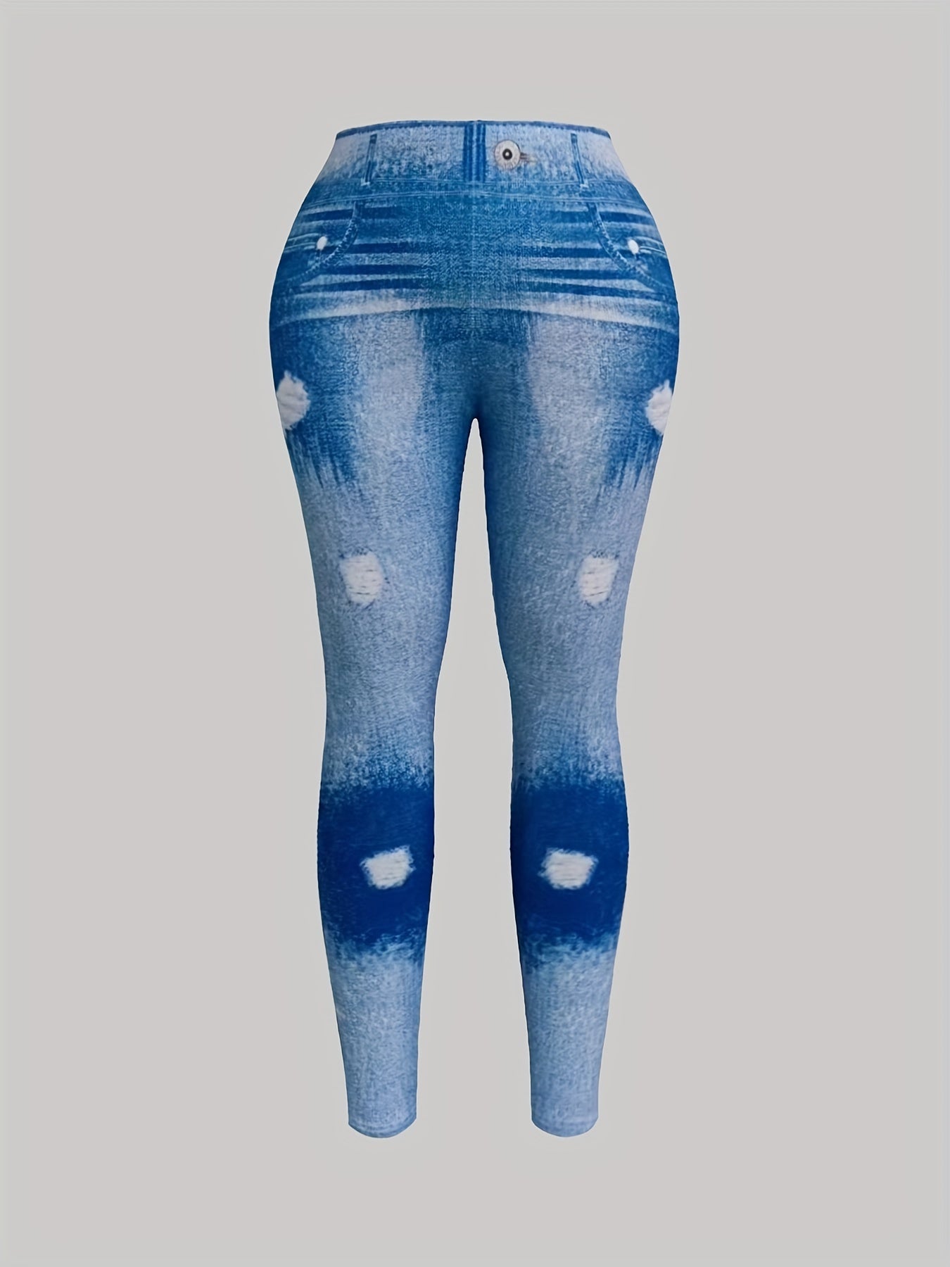  Denim Print High Rise Leggings
