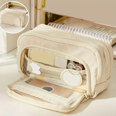 Large Capacity Pencil Case for Students and Makeup Storage