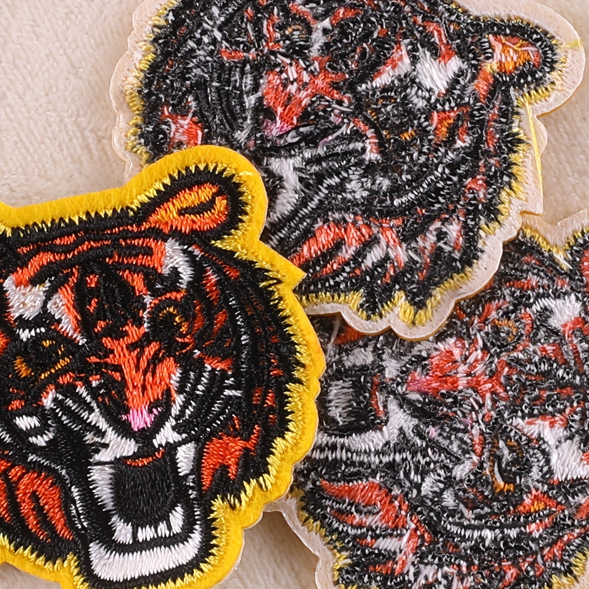 3pcs Tiger Head Embroidery Patches Boys Coat DIY Iron on Cloth Sticker