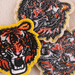 3pcs Tiger Head Embroidery Patches Boys Coat DIY Iron on Cloth Sticker