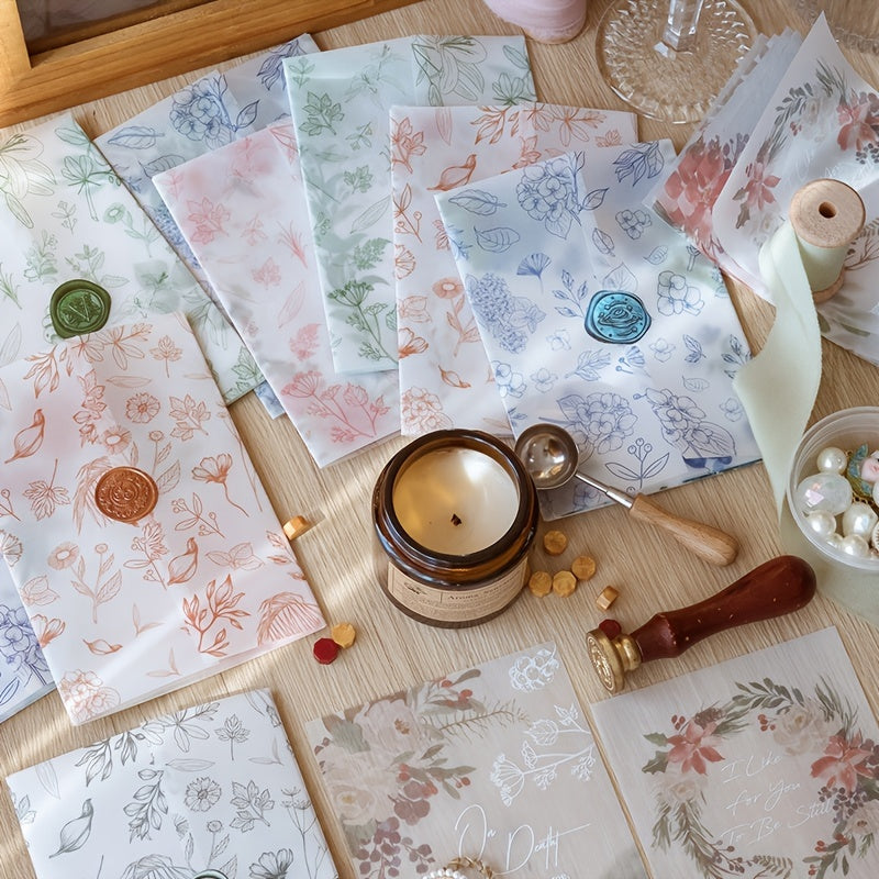 Chinese Style Translucent Paper with Handicraft Flowers