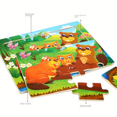 Wooden Jigsaw Puzzle Cartoon Animal Parent Child Theme Educational Toys