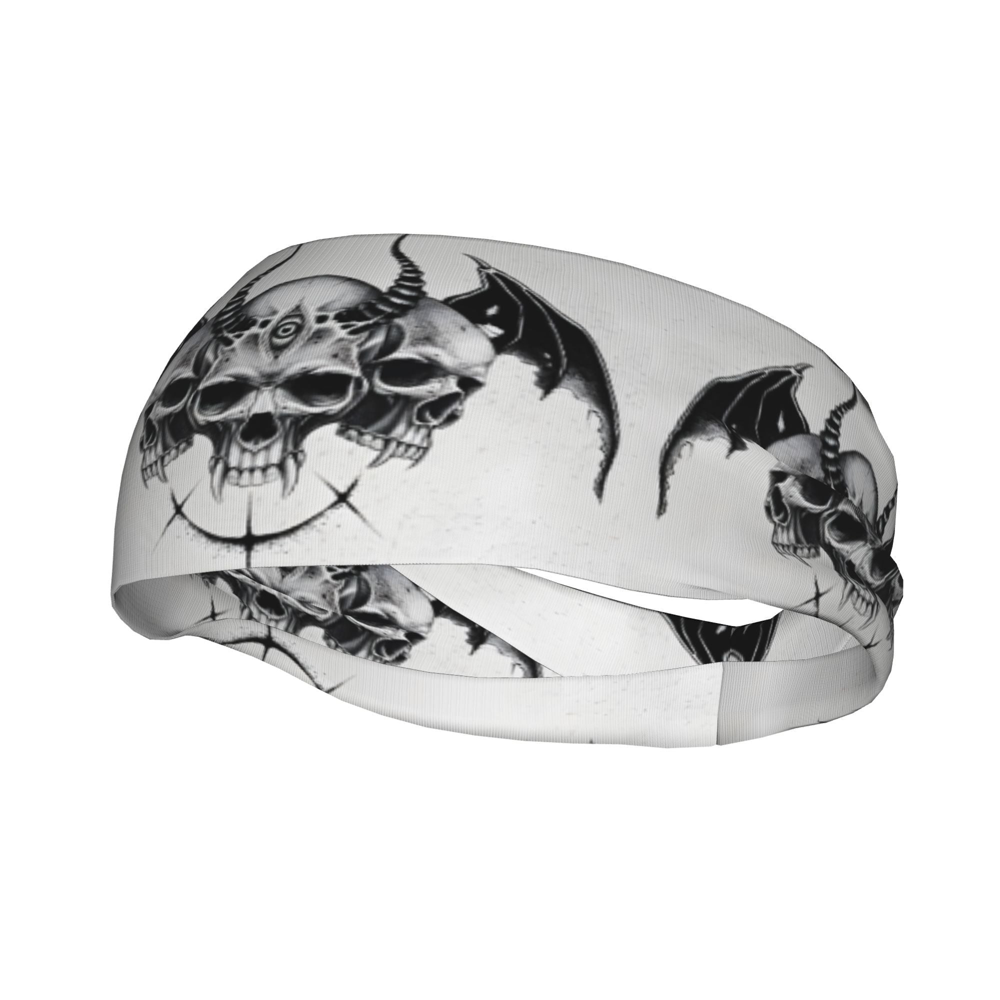 Goth Skull & Bat Headband for Yoga Gym Running Halloween Themed Accessories