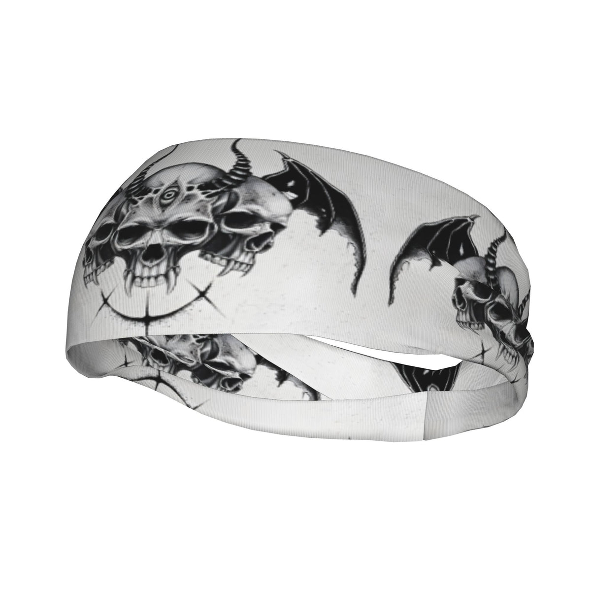 Goth Skull & Bat Headband for Yoga Gym Running Halloween Themed Accessories