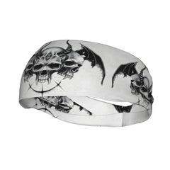 Goth Skull & Bat Headband for Yoga Gym Running Halloween Themed Accessories