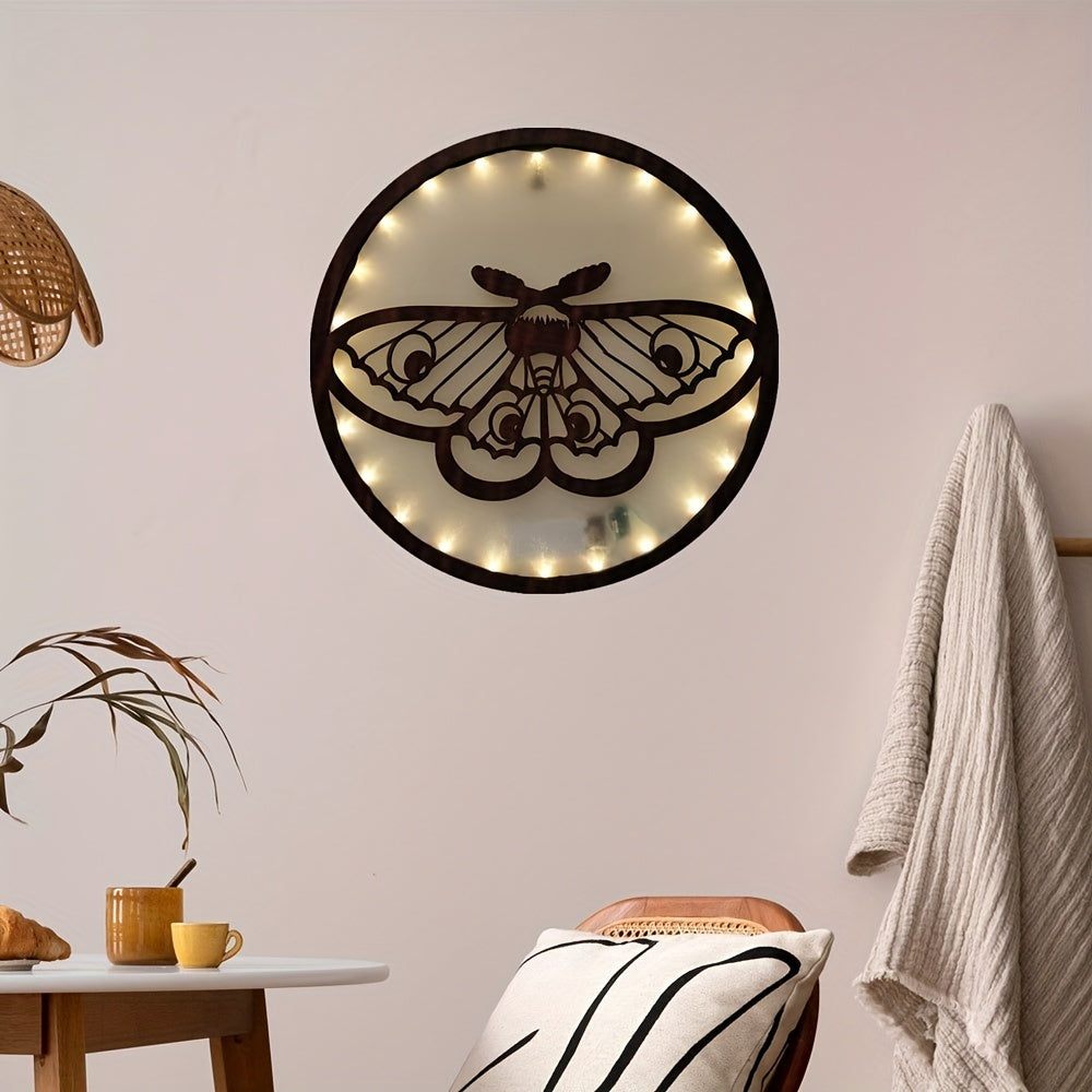 Retro Wooden LED Wall Decoration Butterfly Series Hanging Light