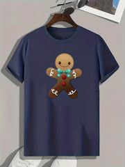 Gingerbread Man Print Men's Graphic T shirt Casual Tees For Summer