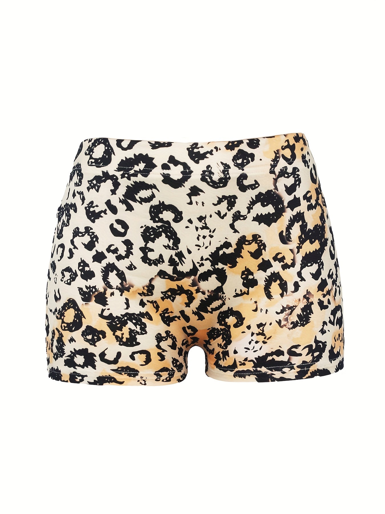  Western Style Leopard Print High Rise Stretch Shorts