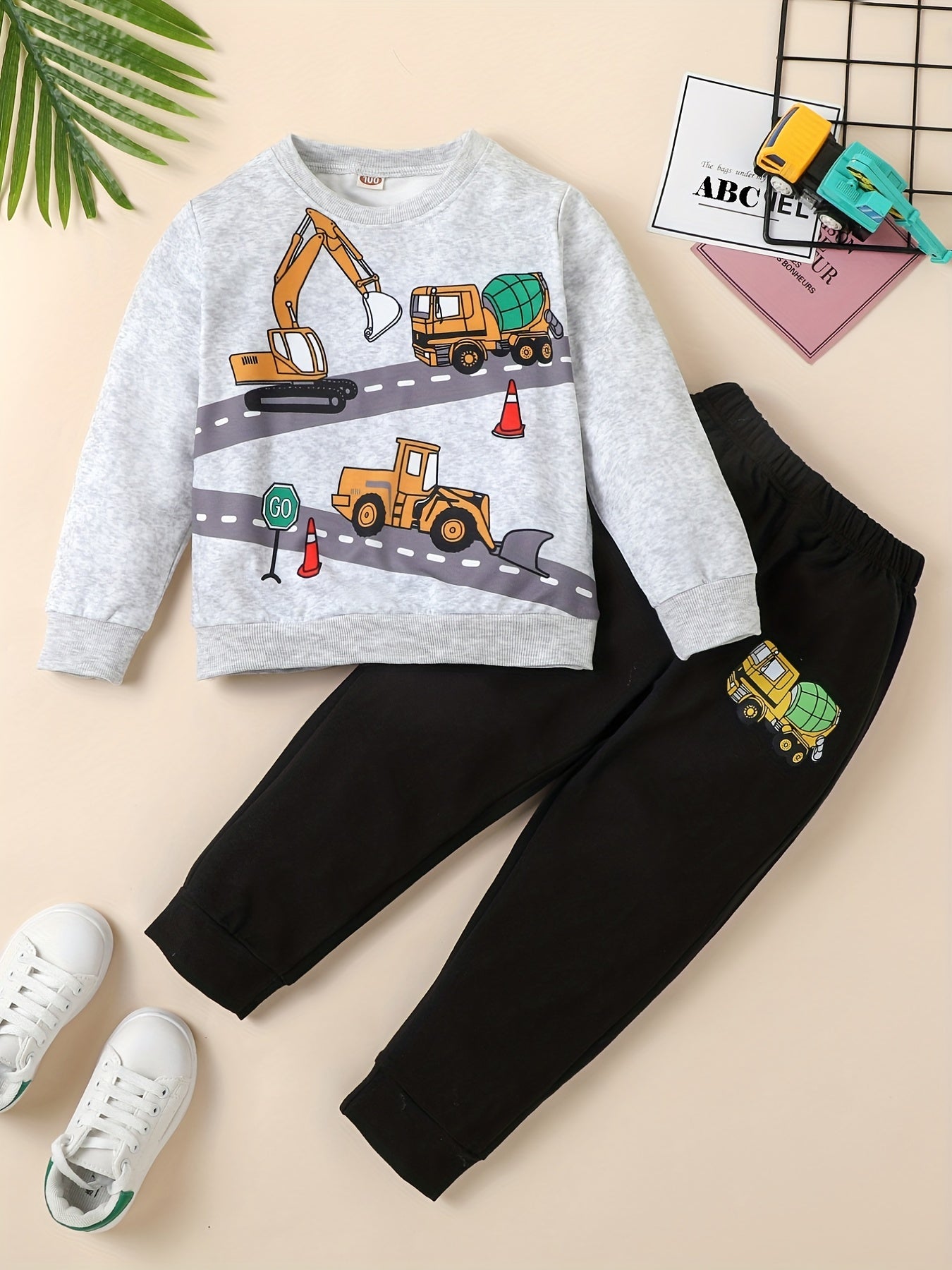 Boy's Excavator Truck Sweatshirt & Sweatpants Set