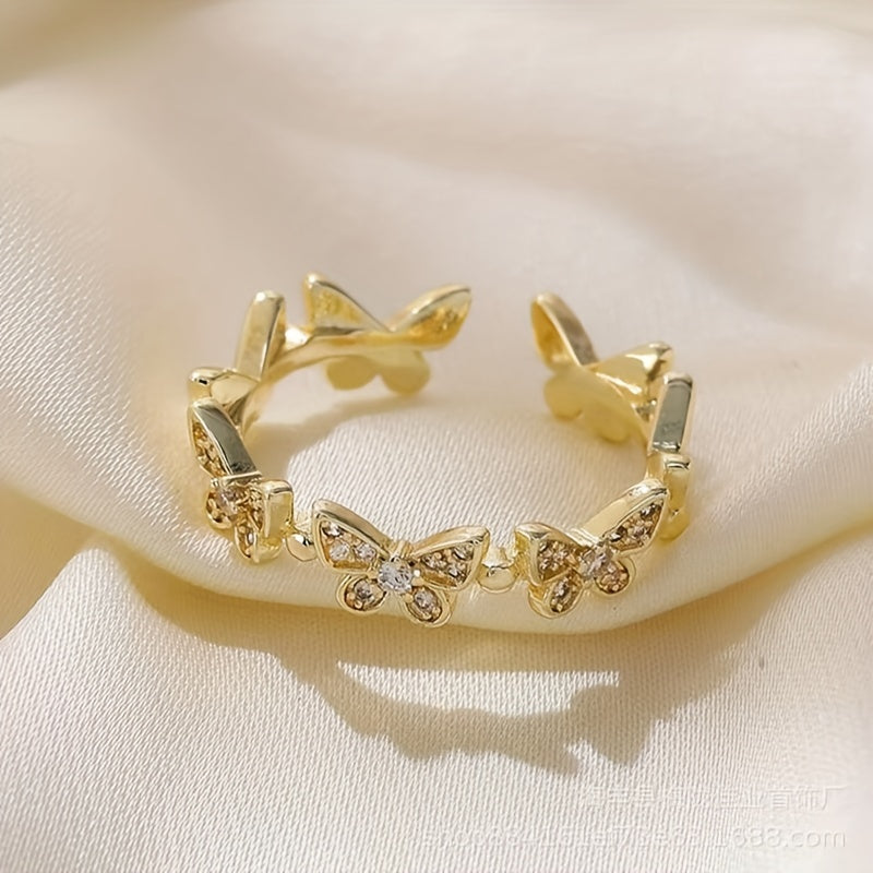 Butterfly Zircon Ring Inlaid Zircon Ring Female Opening Adjustable