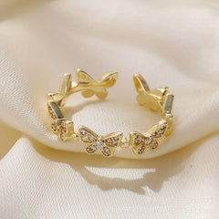 Butterfly Zircon Ring Inlaid Zircon Ring Female Opening Adjustable