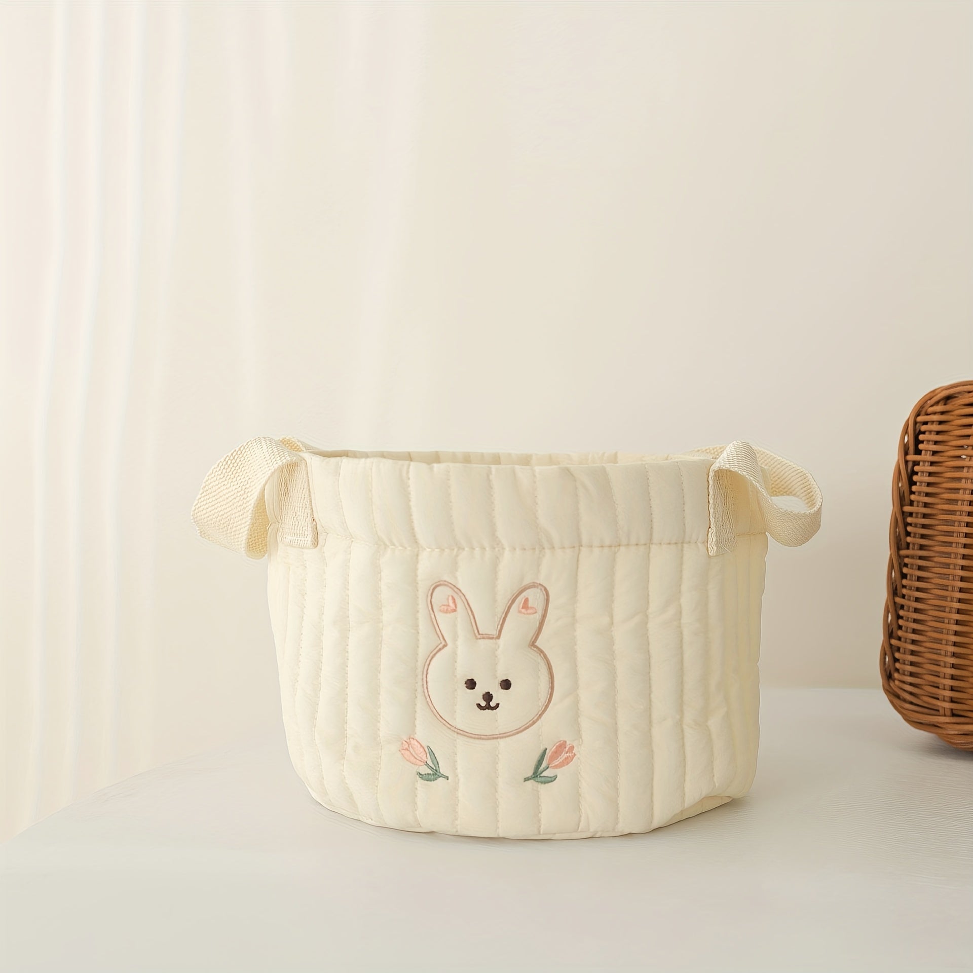 Embroidered Bears Rabbits & Dinosaurs Storage Basket