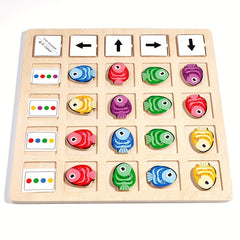 Wooden Fish Direction Game Arrow & Sorting Educational Toy for Kids