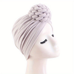 Braided Knotted Turban Cap Head Wrap Bandana Stretchy Beanie Hat