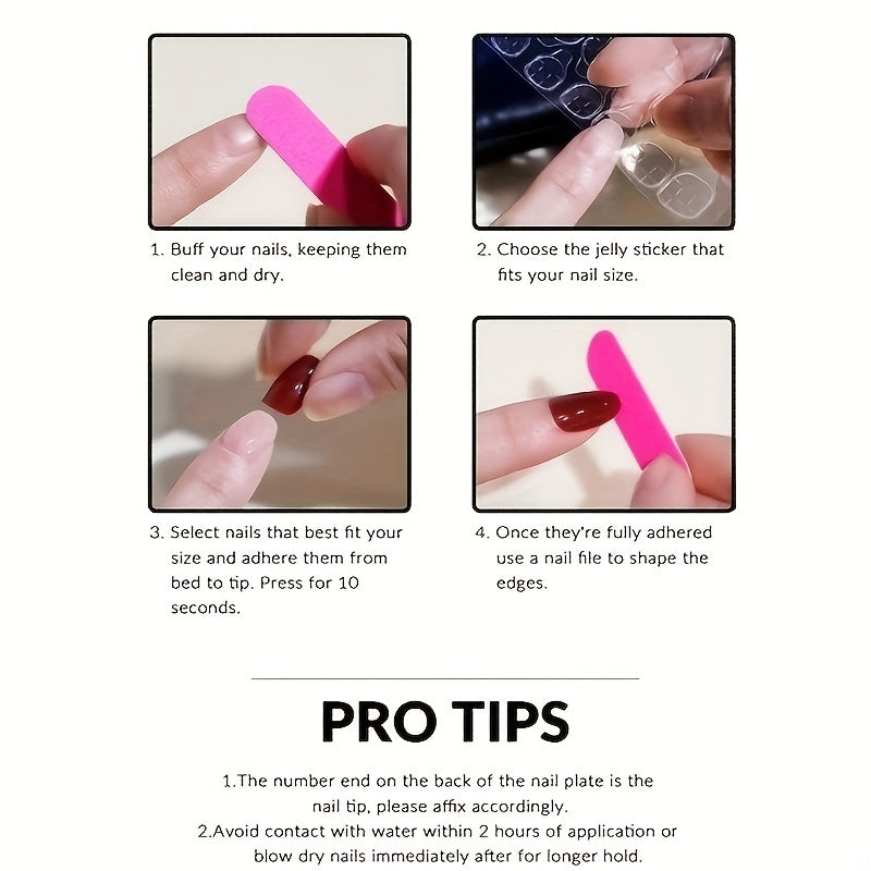 Glossy Gradient Pink Press On Nails Medium Square Shape Acrylic Nails Kit