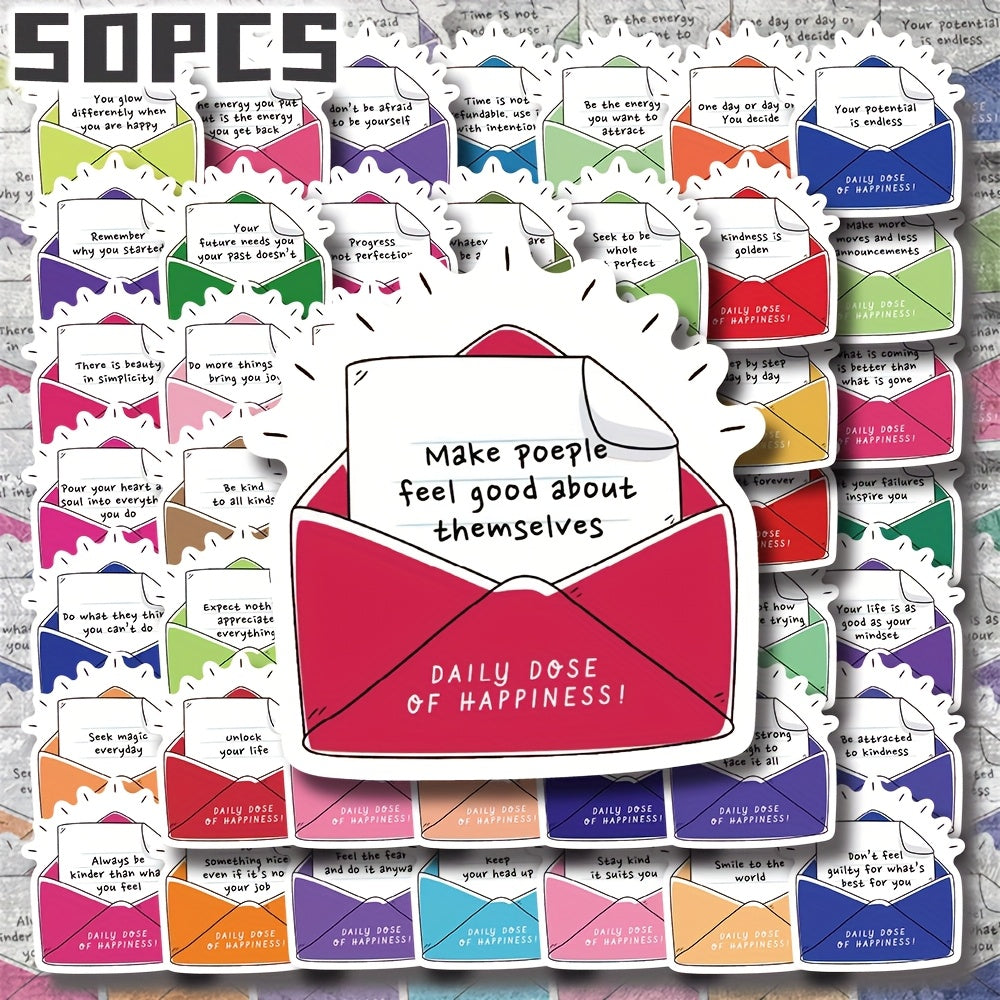 50pcs Happiness Stickers Positive Affirmation Quotes Birthday Rewards S