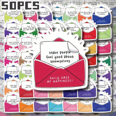 50pcs Happiness Stickers Positive Affirmation Quotes Birthday Rewards S