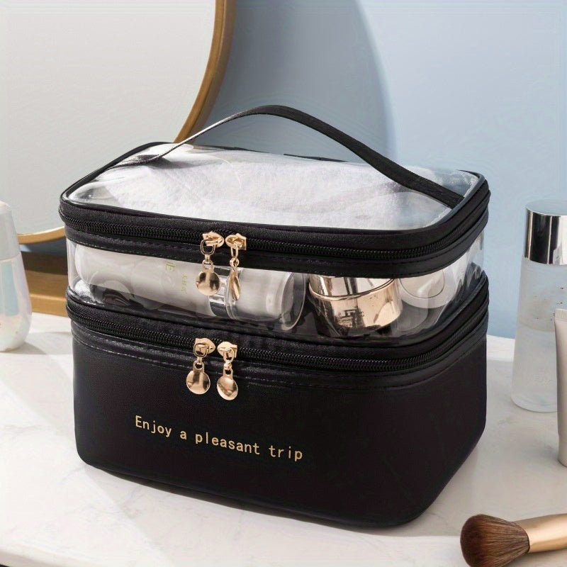 Large Travel Makeup Bag Organizer With Makeup Brush Storage