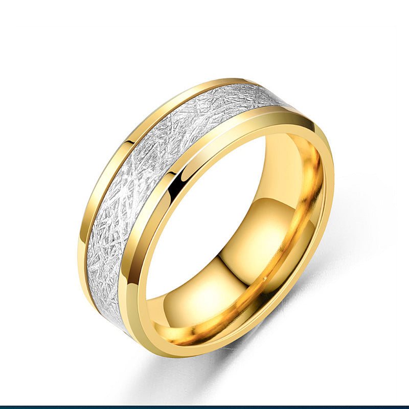 Rime Silk Pattern Titanium Steel Ring for Men