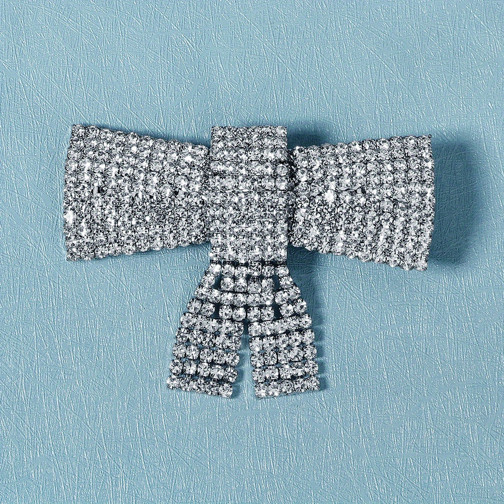 Rhinestone Hairpin Metal Headdress Bow Hairpin