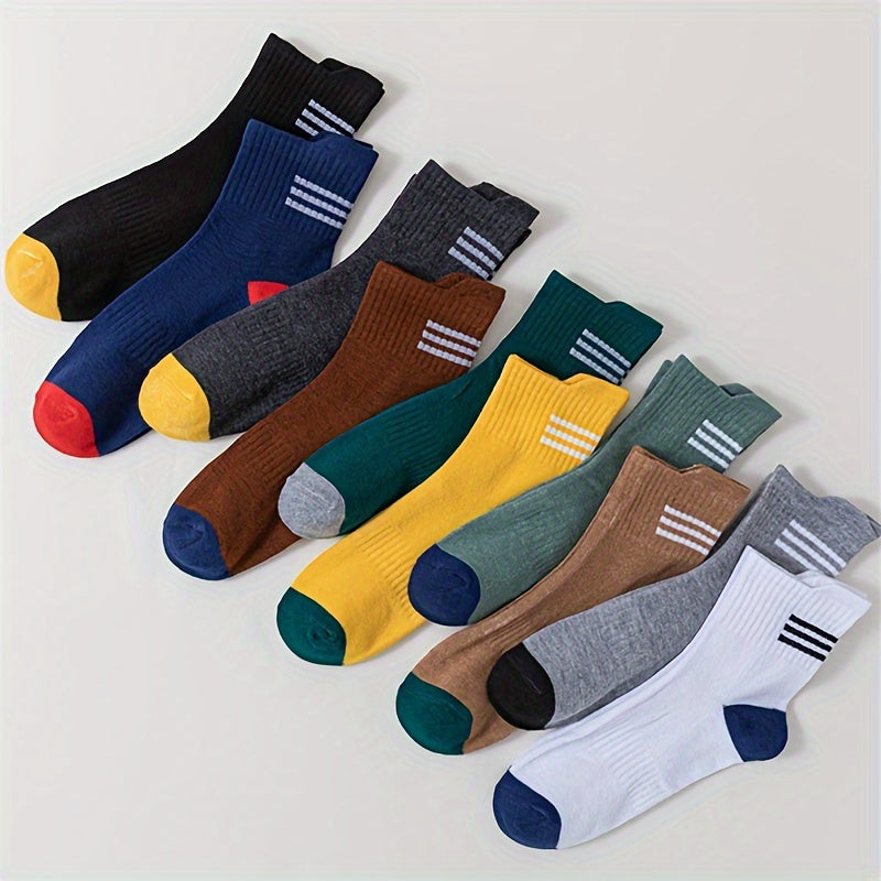 10 Pairs Striped Print Socks Women's Stockings
