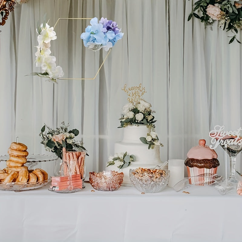 Golden Metal Floral Hoop Table Centerpiece for Party Wedding Decor