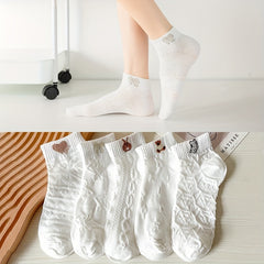 5 Pairs Cartoon Print Short Socks for Women