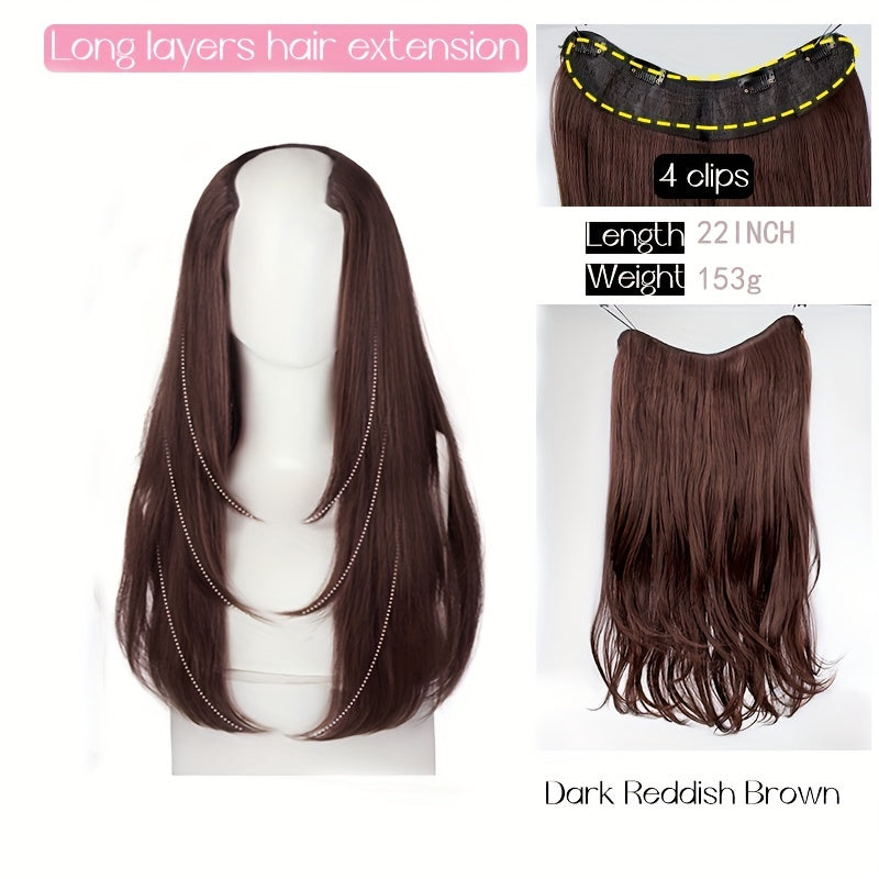 55-88 cm V-Shaped Long Straight Hair Extensions for Women Girls