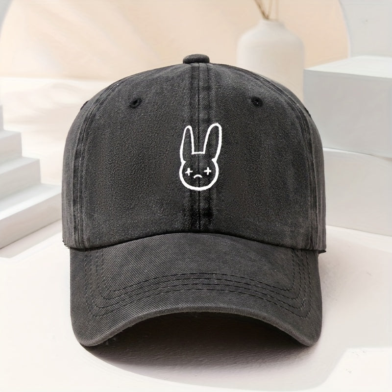Rabbit Printed Y2K Baseball Cap Vintage Washed Distressed Solid Dad Hats