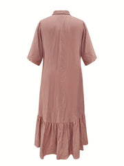  Casual Dress Women's Plus Solid Button Up Maxi Dress