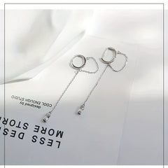 Hip Hop Cubic Zirconia Buckle Ring with Tassel Chain
