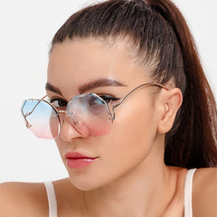 Women Metal Sunglasses UV400 Vintage Ladies Stylish Oversized Square