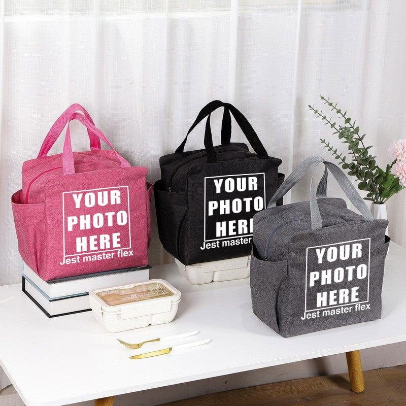 Photo Pattern Insulated Lunch Bag Thick Cooler Box Canvas Tote Food Storage Bag