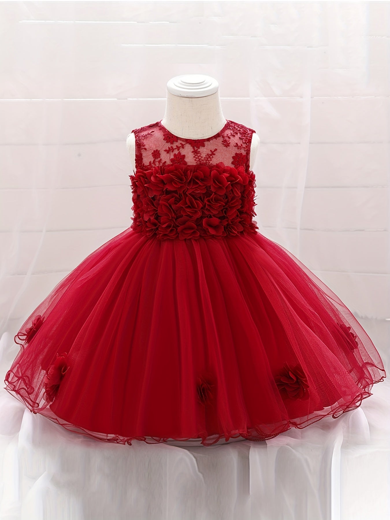 Appliques Baby Baptism Flower Girl Dress