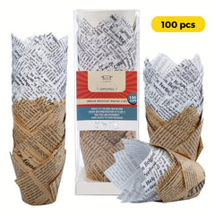 100pcs Newspaper Baking Cups for Cupcakes Muffins
