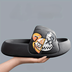 Men's Anime Print Non Slip Platform Slides Soft Sole Cloud Slides