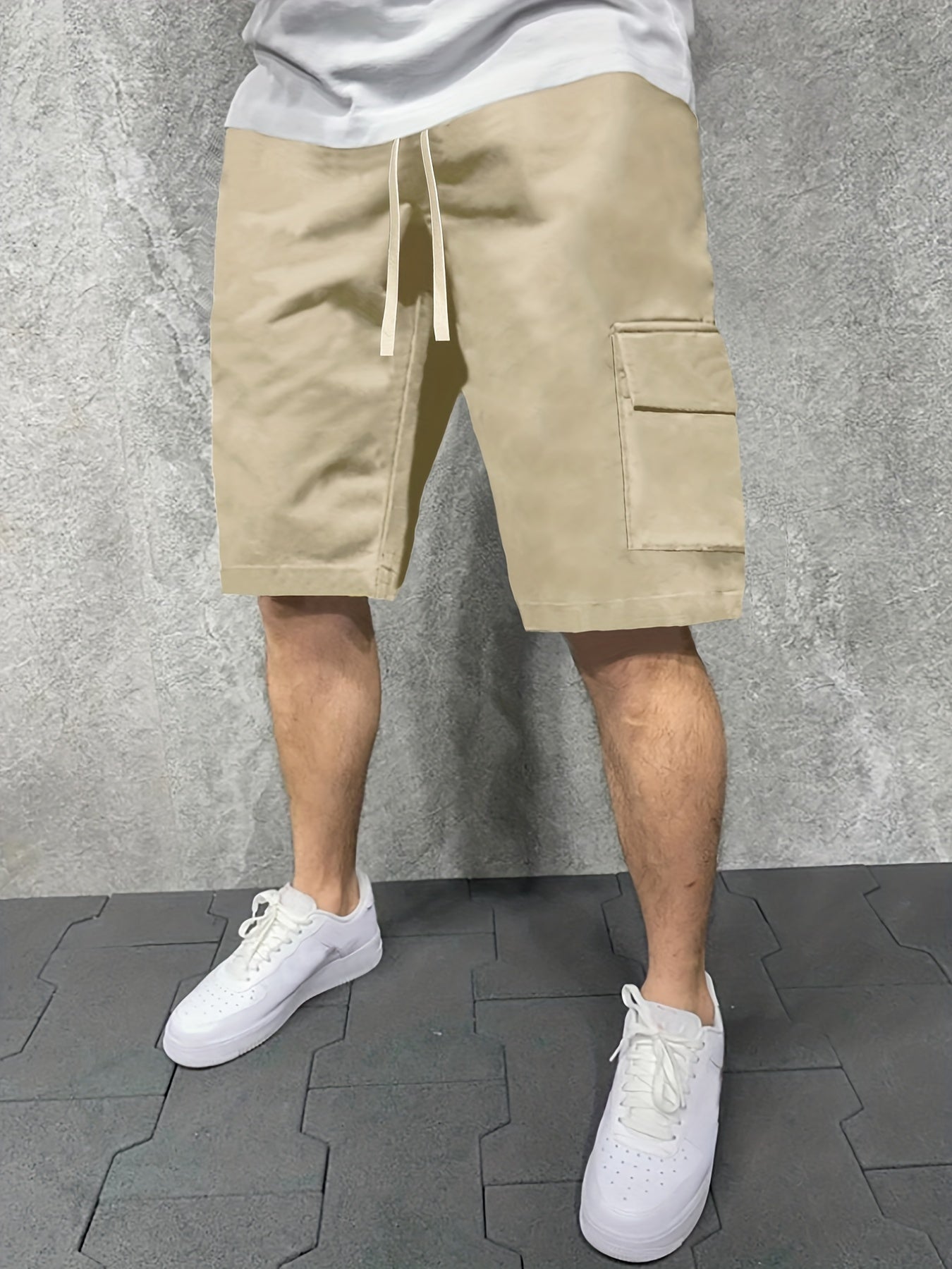 Men's Cargo Shorts Summer Casual Loose Waist Drawstring Shorts