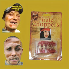Pirate Choppers Yellow Teeth with Red Gums for Halloween & Pranks