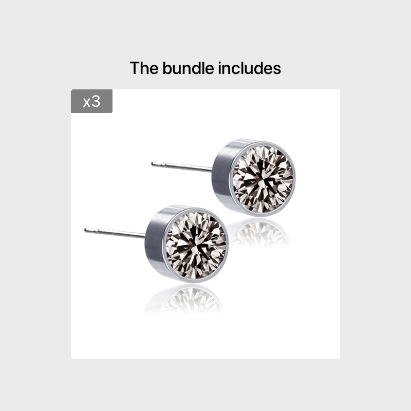 Men's Stainless Steel Drill Ear Pins Ear Cuffs Earrings