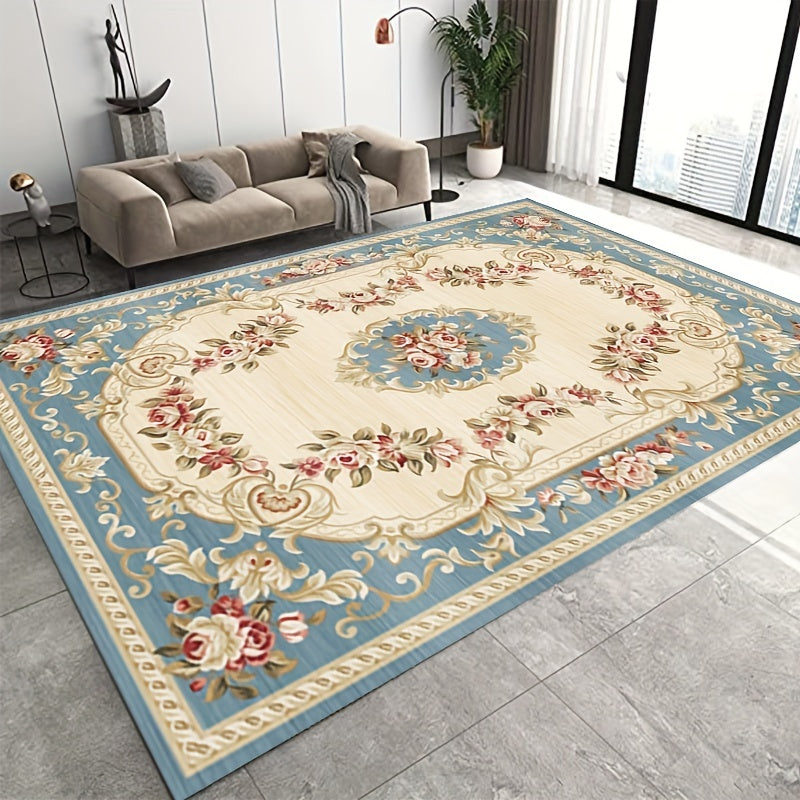 Vintage Floral Area Rug Stain Resistant Washable Anti Fatigue Water Absorbent