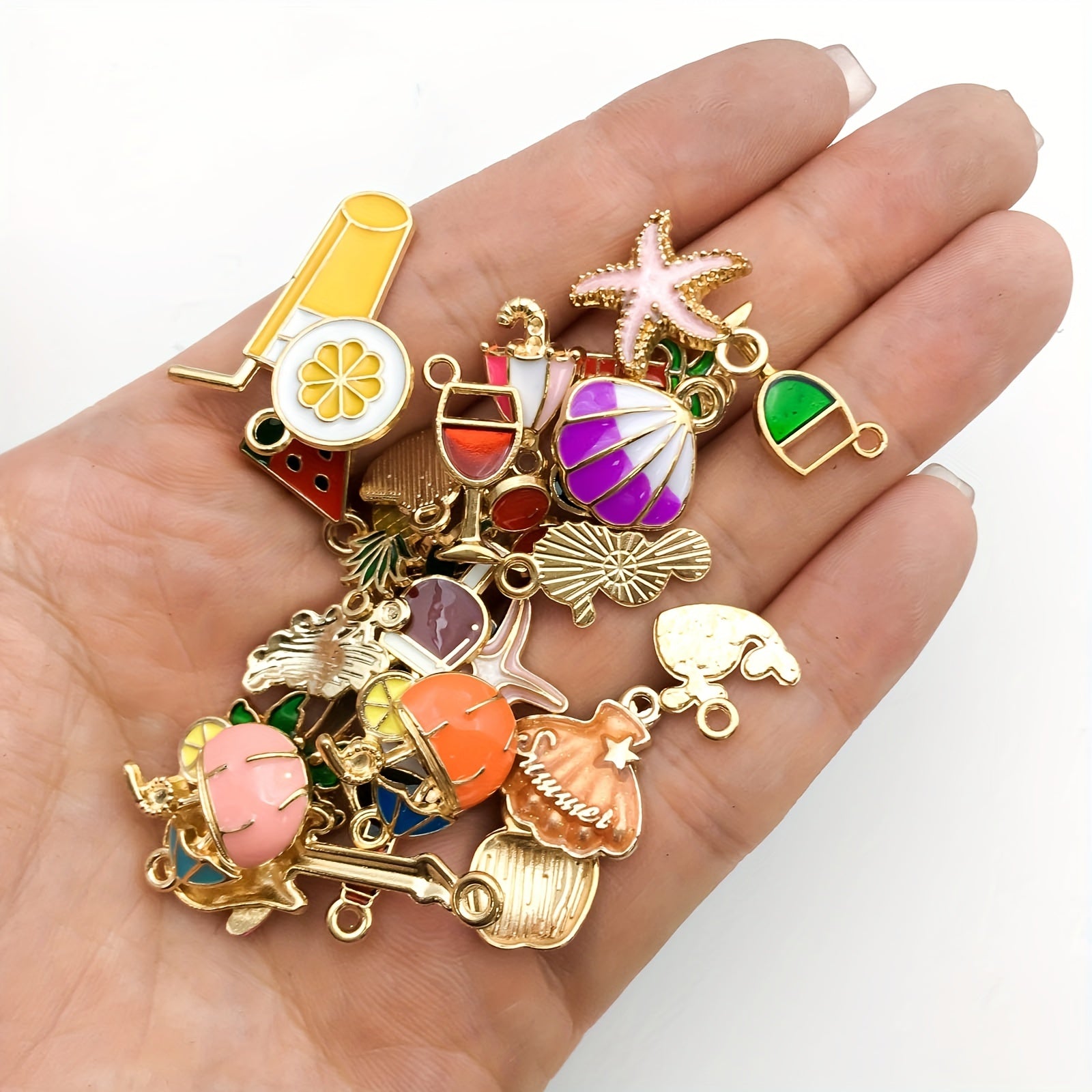 24pcs Enamel Dripping Oil Charms for DIY Jewelry
