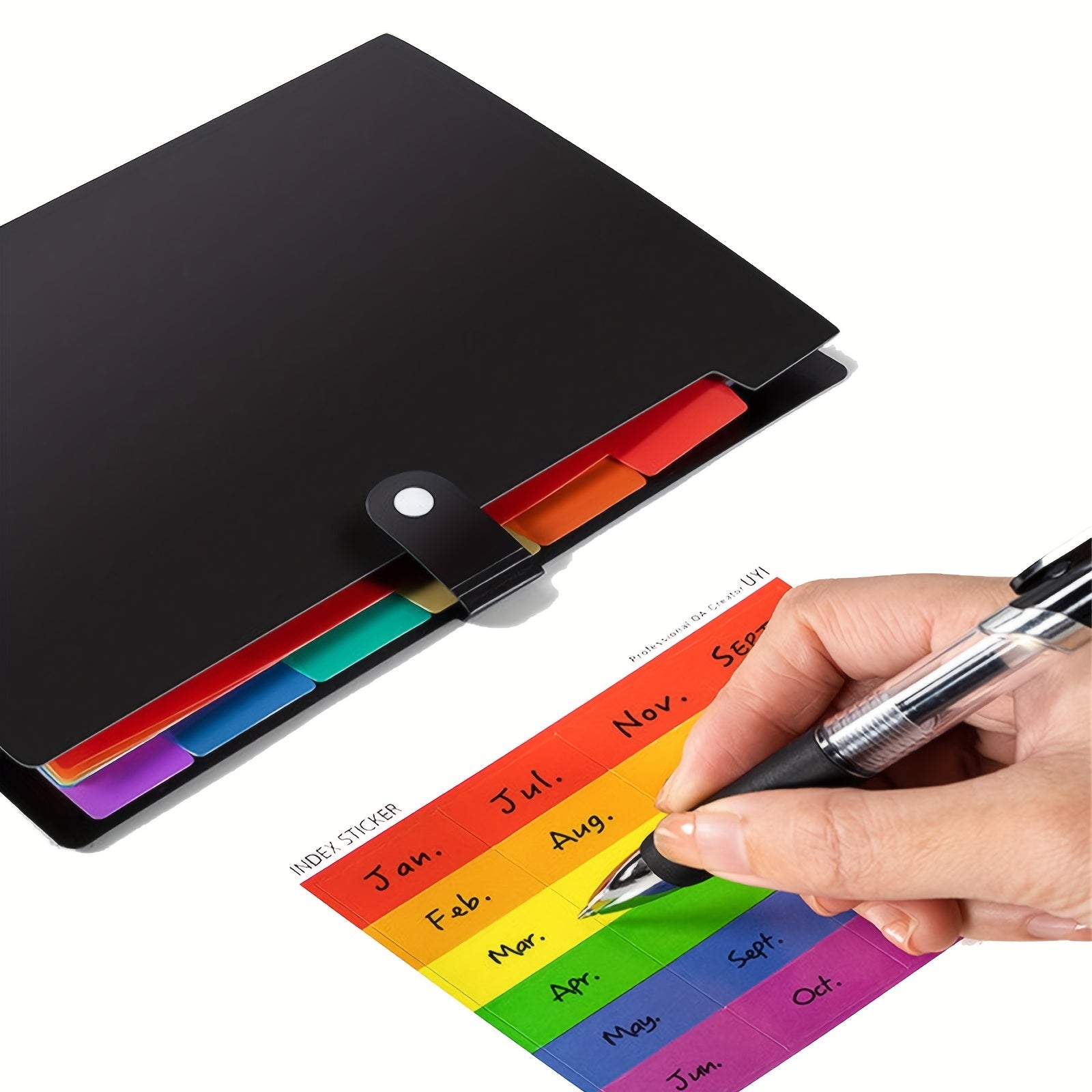 Multifunctional A4 7-Pocket Folder w/ Labels for School Office Home