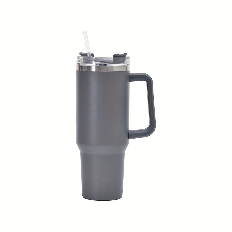 Stainless Steel Water Cup With Handle And Straw 40oz
