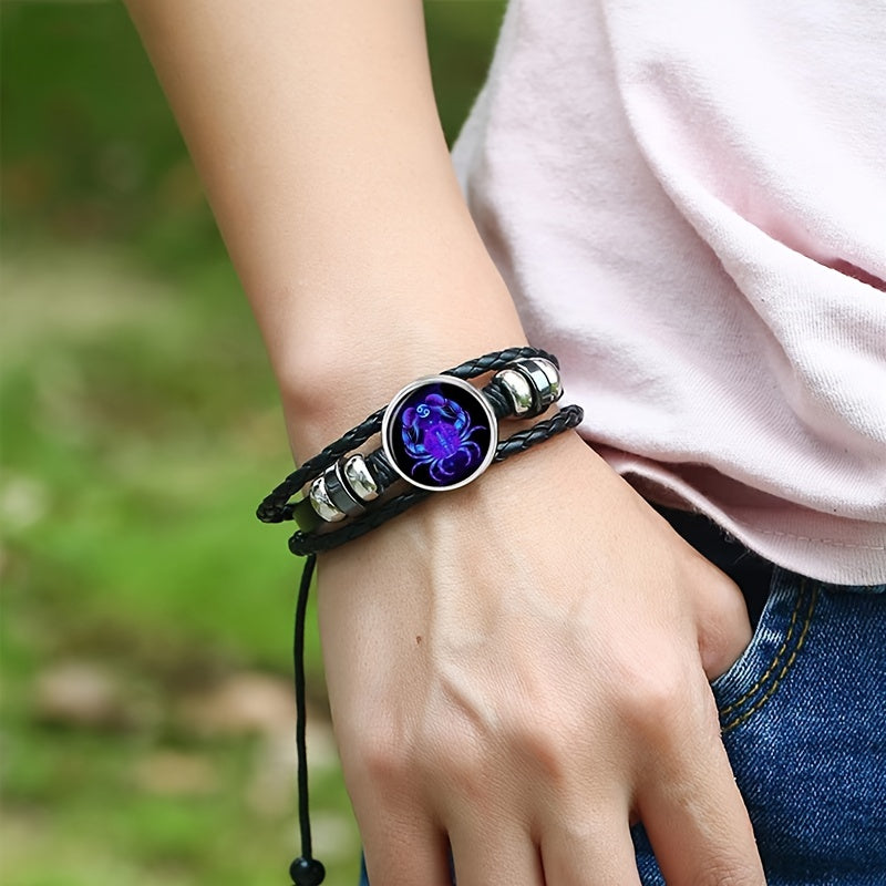 Zodiac Charm Bracelet Multilayer Leather Bangle
