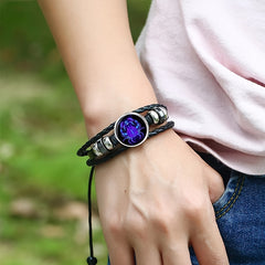 Zodiac Charm Bracelet Multilayer Leather Bangle