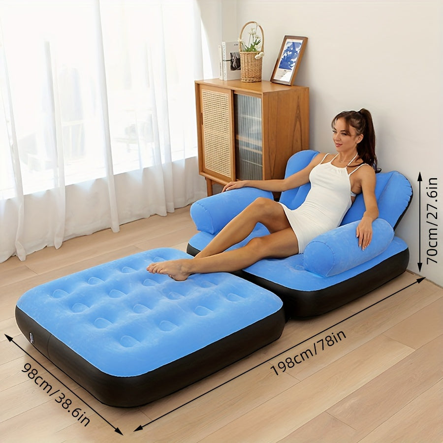 Inflatable Lazy Sofa Foldable Recliner Flocking Sofa Bed