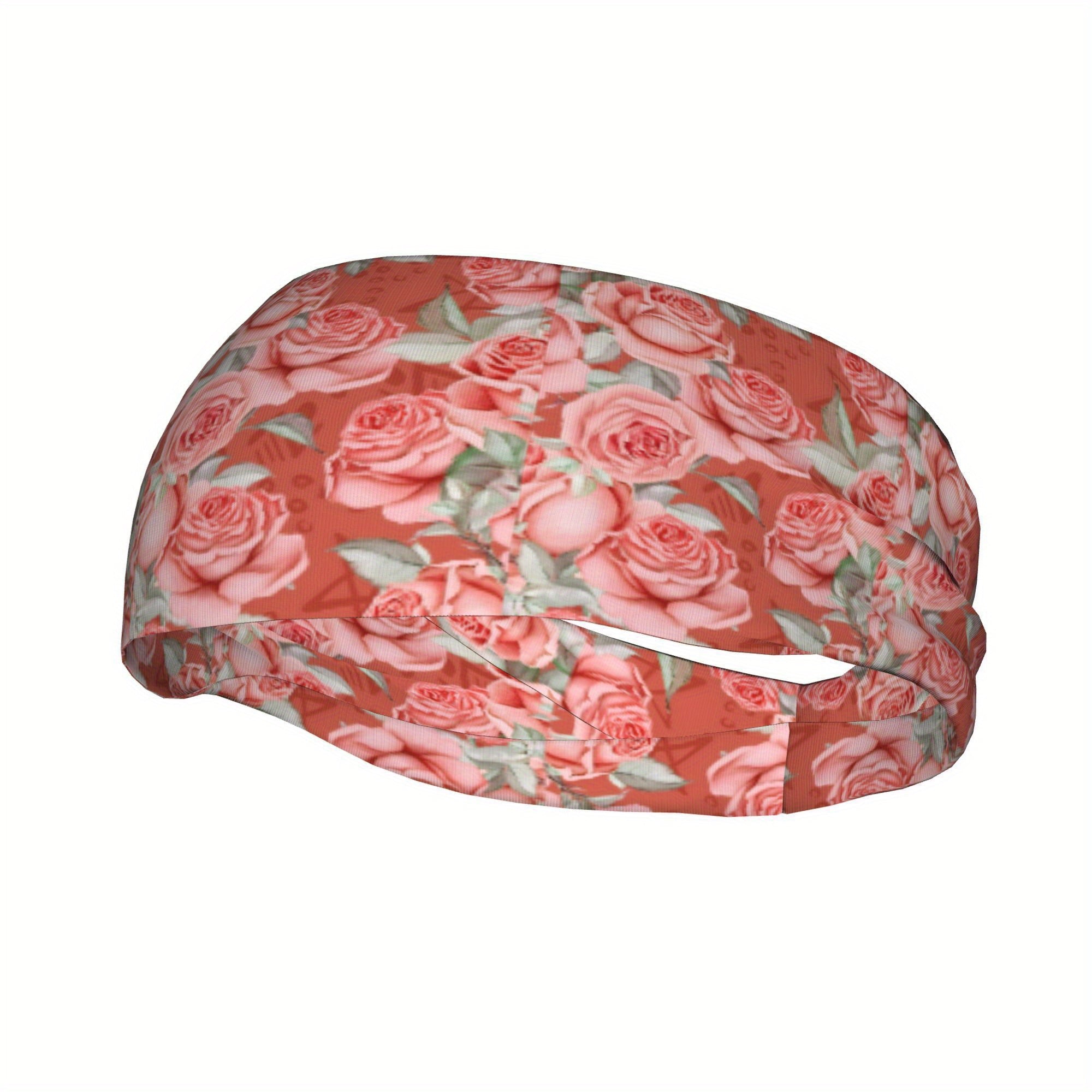 Rose Pattern Sports Headband Sweat Wicking Unisex Fitness Gear